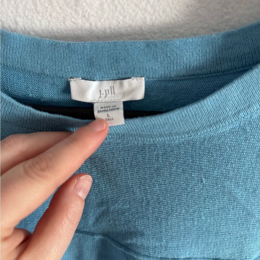 J. Jill Women’s Linen Blend Long Sleeve Top Blue Comfort SIZE Large Tall Basics - Picture 4 of 11